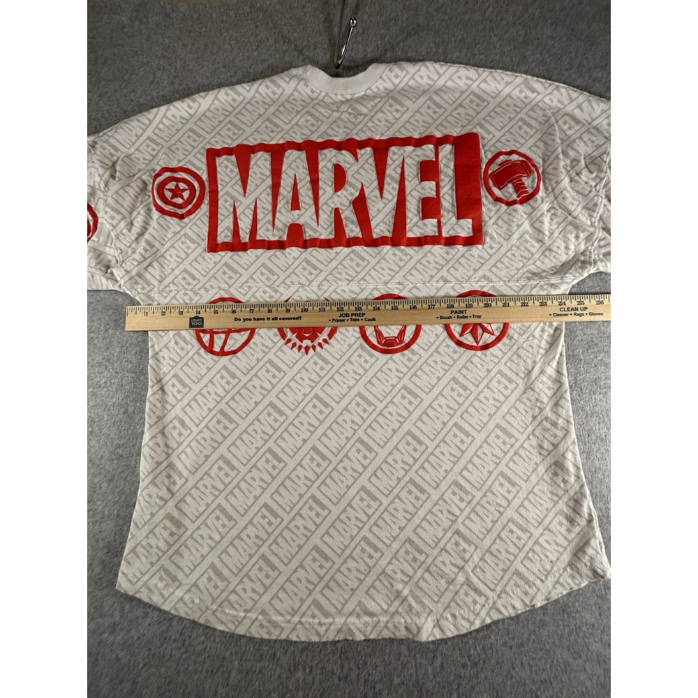 Marvel Spirit Jersey XL White All-Over Logo Long Sleeve Shirt Red Icons - Picture 11 of 13